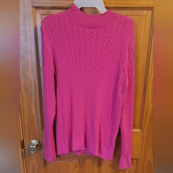 Hot Pink Mock Neck Sweater EUC XL - Picture 1 of 3